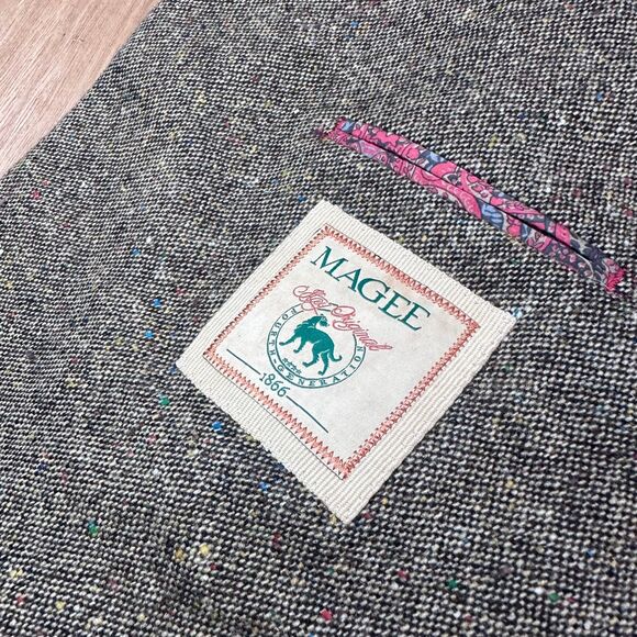 Magee 1866 Tweed Blazer Jacket Elbow Patches Wool Ireland Mens L - Picture 5 of 6